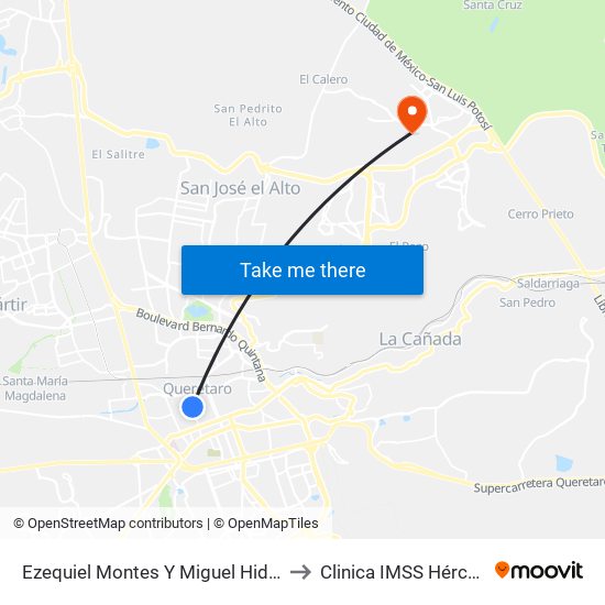 Ezequiel Montes Y Miguel Hidalgo to Clinica IMSS Hércules map