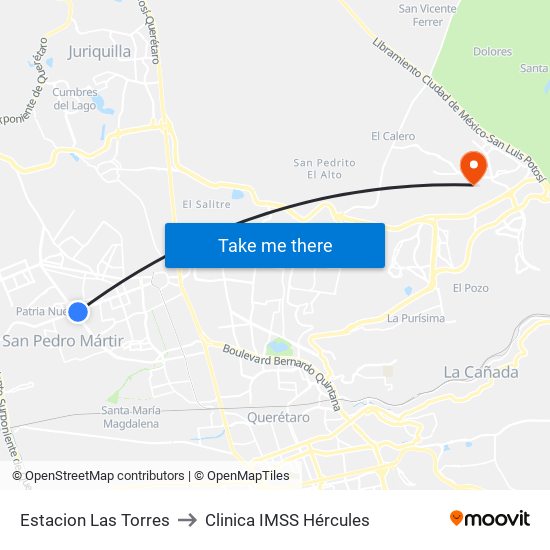Estacion Las Torres to Clinica IMSS Hércules map
