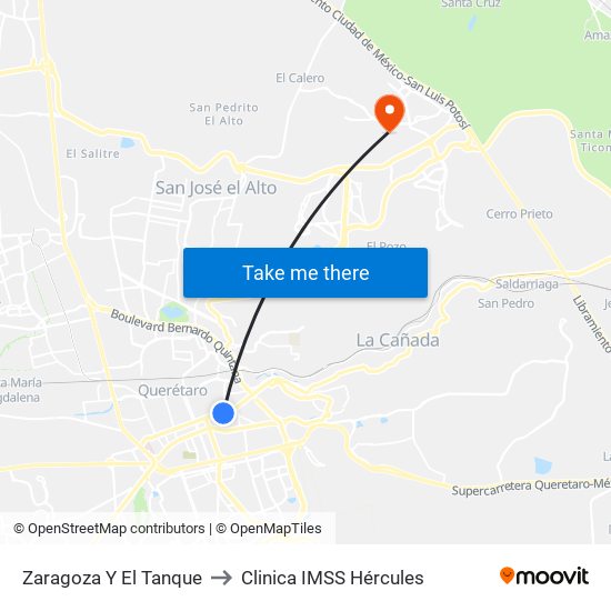 Zaragoza Y El Tanque to Clinica IMSS Hércules map
