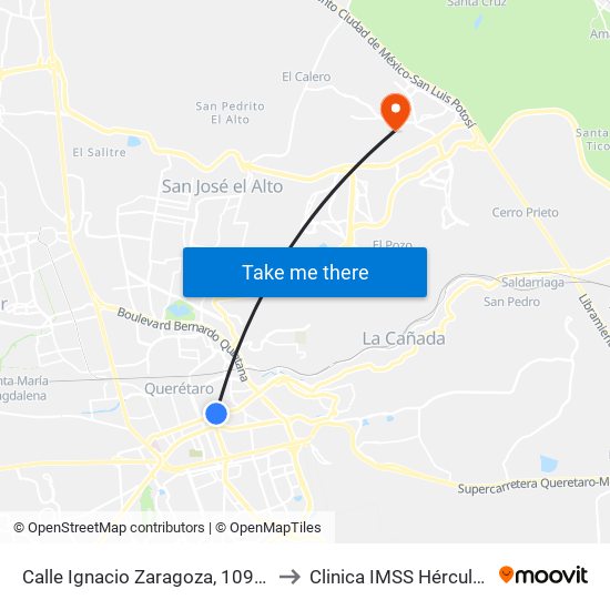 Calle Ignacio Zaragoza, 109_4 to Clinica IMSS Hércules map