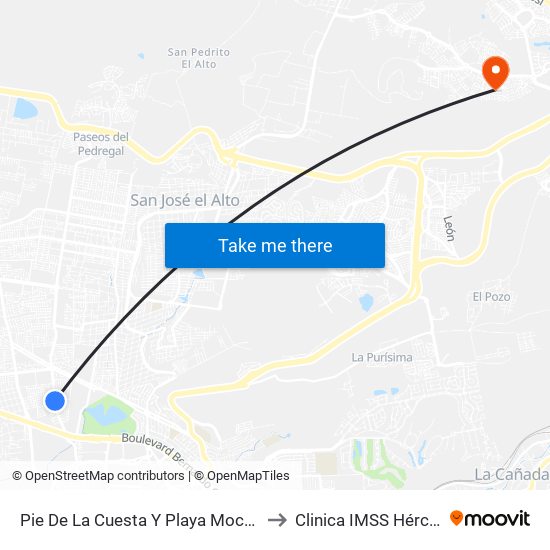 Pie De La Cuesta Y Playa Mocambo to Clinica IMSS Hércules map