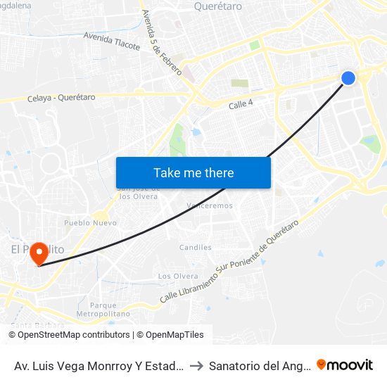 Av. Luis Vega Monrroy Y Estadio to Sanatorio del Angel map