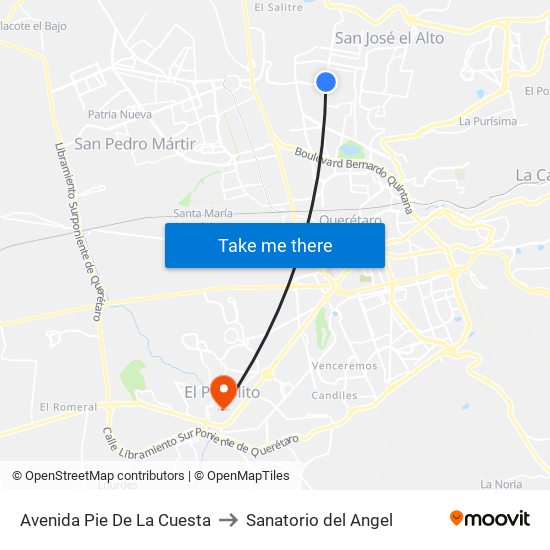 Avenida Pie De La Cuesta to Sanatorio del Angel map