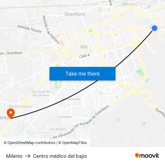 Milenio to Centro médico del bajio map