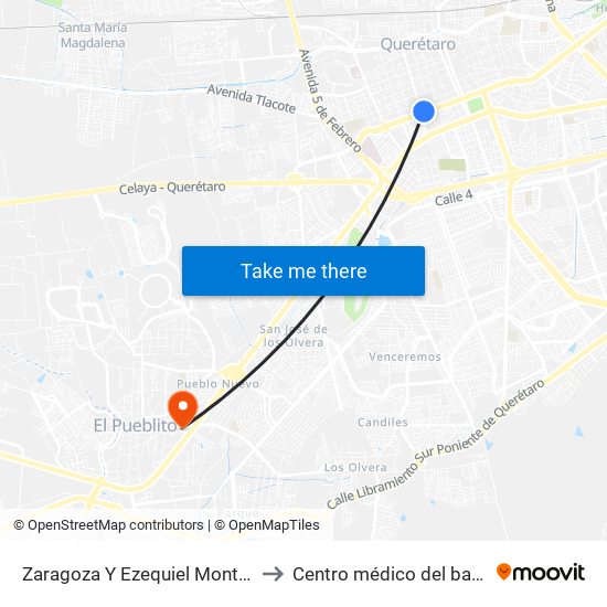 Zaragoza Y Ezequiel Montes to Centro médico del bajio map