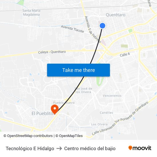 Tecnológico E Hidalgo to Centro médico del bajio map