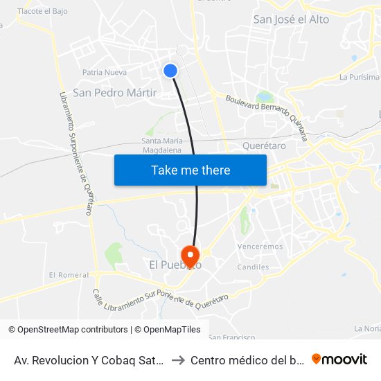 Av. Revolucion Y Cobaq Satelite to Centro médico del bajio map