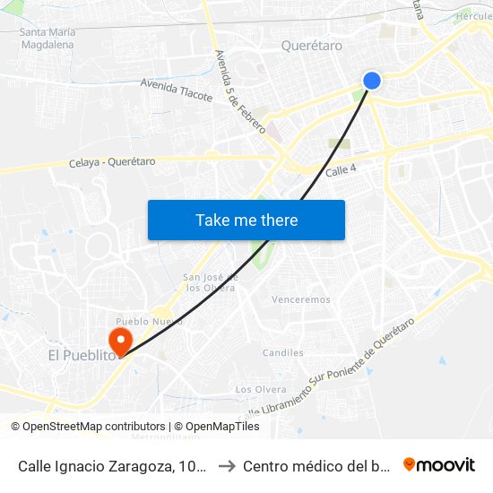 Calle Ignacio Zaragoza, 109_4 to Centro médico del bajio map