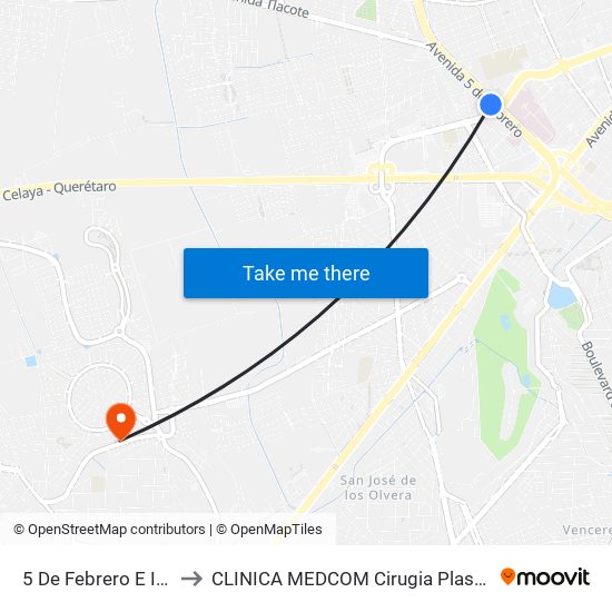 5 De Febrero E Ignacio Zaragoza to CLINICA MEDCOM Cirugia Plastica y Farmacia Homeopatica map