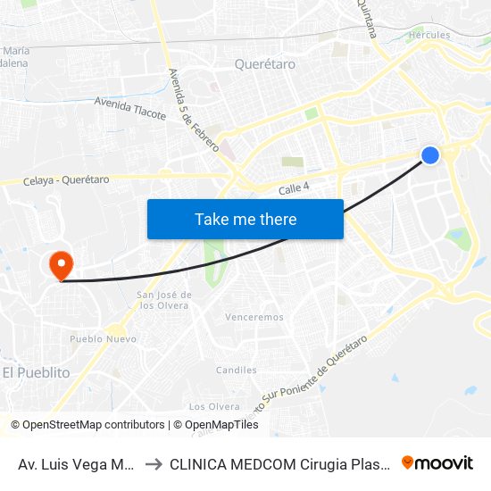 Av. Luis Vega Monrroy Y Estadio to CLINICA MEDCOM Cirugia Plastica y Farmacia Homeopatica map