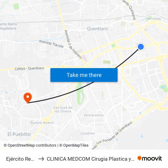 Ejército Republicano to CLINICA MEDCOM Cirugia Plastica y Farmacia Homeopatica map