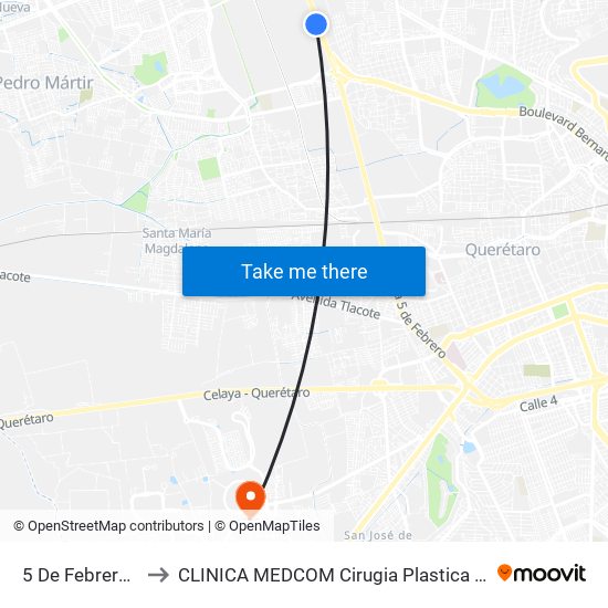 5 De Febrero Y Tremec to CLINICA MEDCOM Cirugia Plastica y Farmacia Homeopatica map