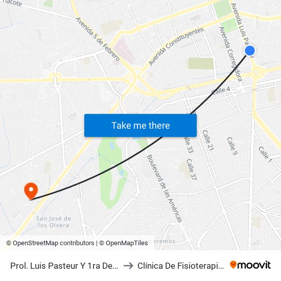 Prol. Luis Pasteur Y 1ra Del Laurel to Clínica De Fisioterapia UAQ map