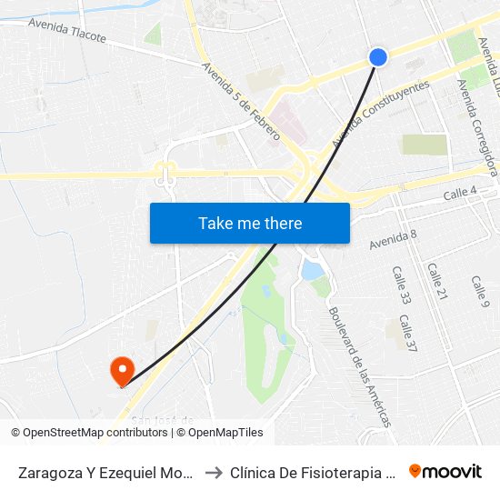 Zaragoza Y Ezequiel Montes to Clínica De Fisioterapia UAQ map