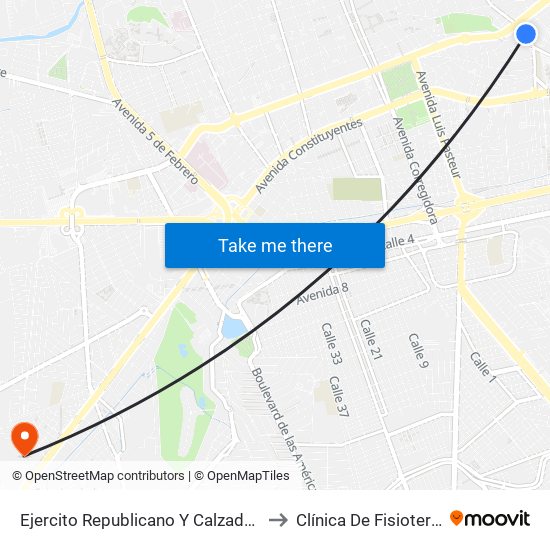 Ejercito Republicano Y Calzada De Los Arcos to Clínica De Fisioterapia UAQ map