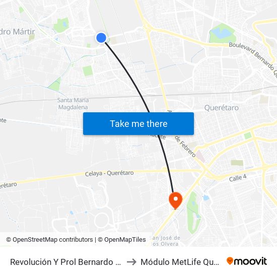 Revolución Y Prol Bernardo Quintana to Módulo MetLife Querétaro map