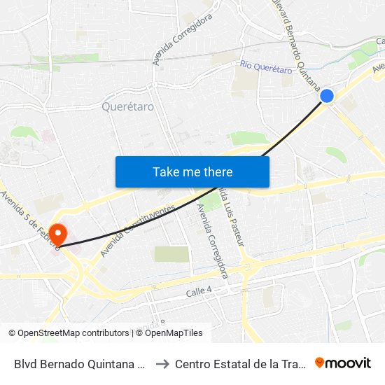Blvd Bernado Quintana Y Calz De Los Arcos to Centro Estatal de la Transfusión Sanguínea map