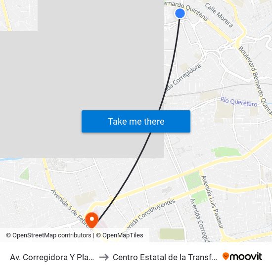 Av. Corregidora Y Plaza Del Parque to Centro Estatal de la Transfusión Sanguínea map