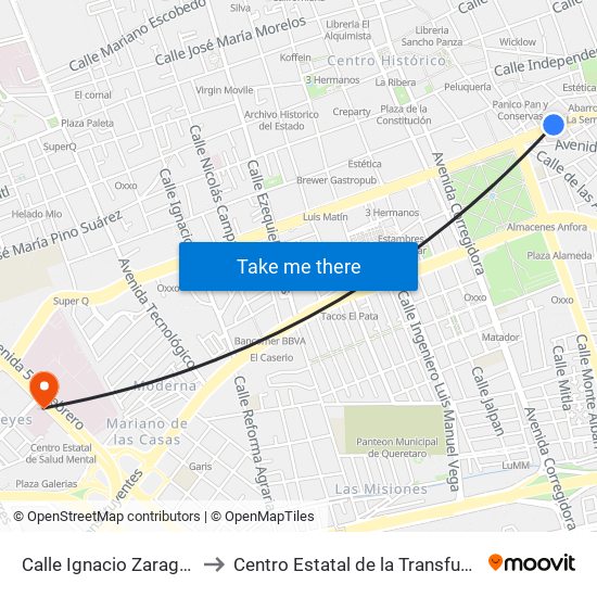 Calle Ignacio Zaragoza, 109_4 to Centro Estatal de la Transfusión Sanguínea map