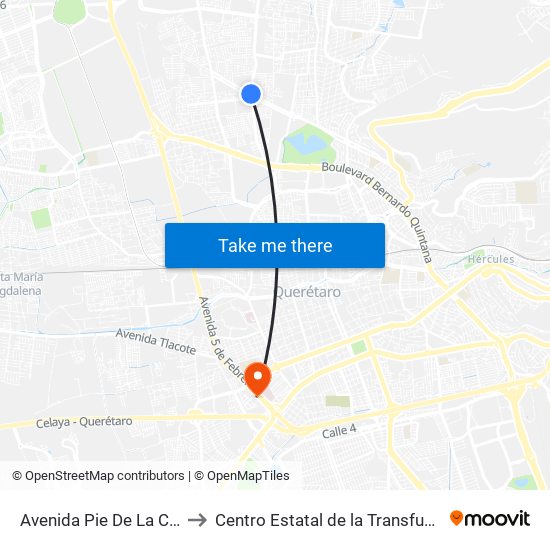 Avenida Pie De La Cuesta, 886 to Centro Estatal de la Transfusión Sanguínea map