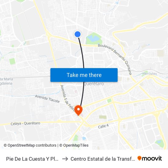 Pie De La Cuesta Y Playa Mocambo to Centro Estatal de la Transfusión Sanguínea map