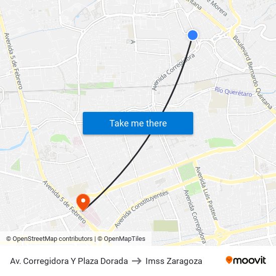 Av. Corregidora Y Plaza Dorada to Imss Zaragoza map