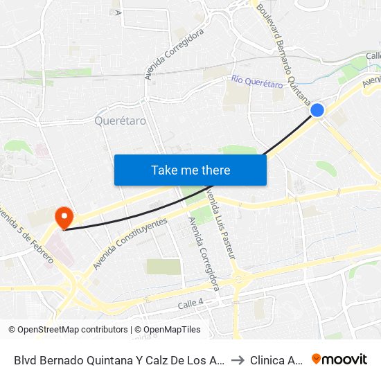 Blvd Bernado Quintana Y Calz De Los Arcos to Clinica A&K map