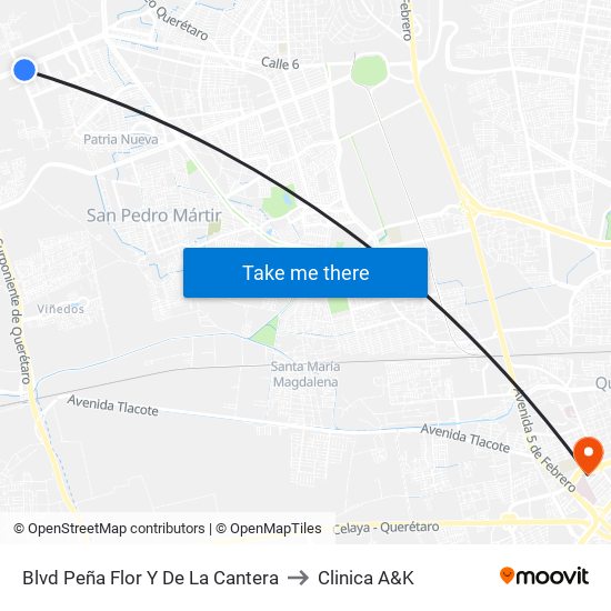 Blvd Peña Flor Y De La Cantera to Clinica A&K map