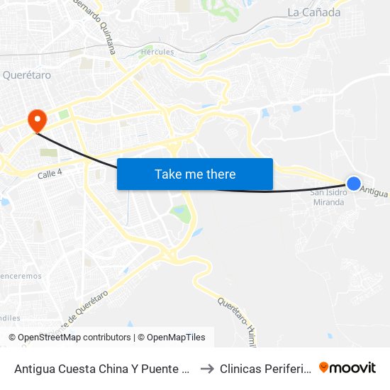 Antigua Cuesta China Y Puente Conin to Clinicas Perifericas map
