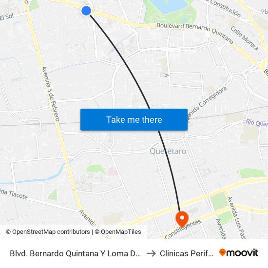 Blvd. Bernardo Quintana Y Loma De San Pablo to Clinicas Perifericas map