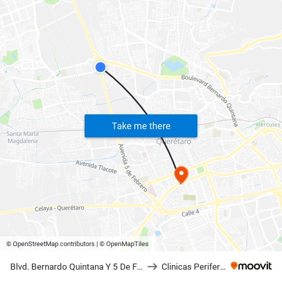 Blvd. Bernardo Quintana Y 5 De Febrero to Clinicas Perifericas map
