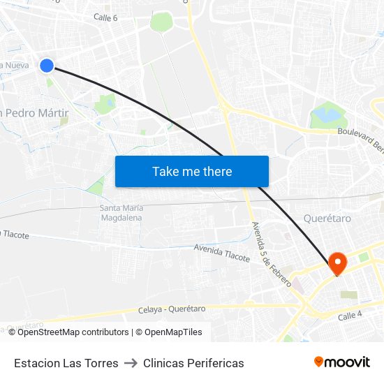 Estacion Las Torres to Clinicas Perifericas map