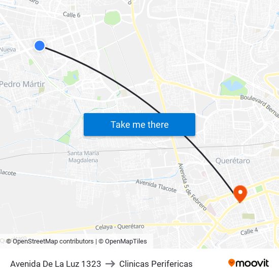 Avenida De La Luz 1323 to Clinicas Perifericas map