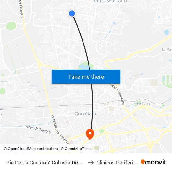 Pie De La Cuesta Y Calzada De Belen to Clinicas Perifericas map