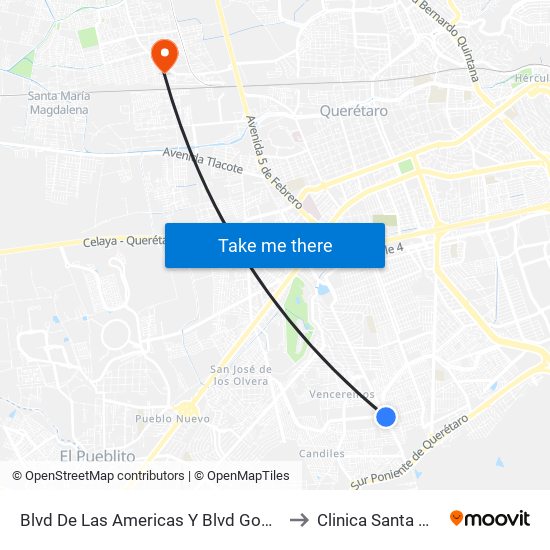 Blvd De Las Americas Y Blvd Gobernadores to Clinica Santa Monica map