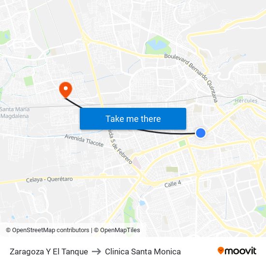 Zaragoza Y El Tanque to Clinica Santa Monica map