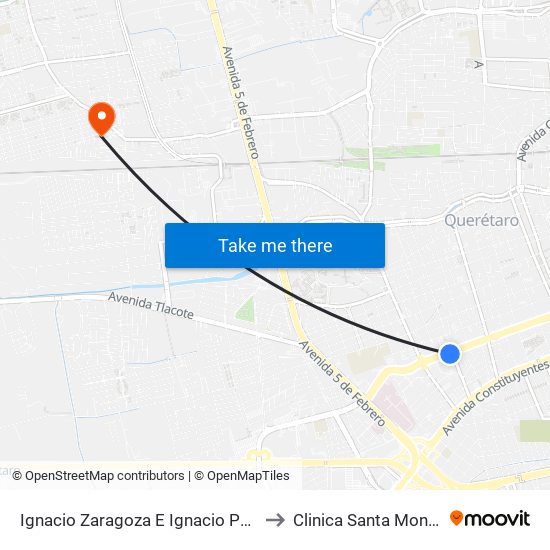 Ignacio Zaragoza E Ignacio Perez to Clinica Santa Monica map