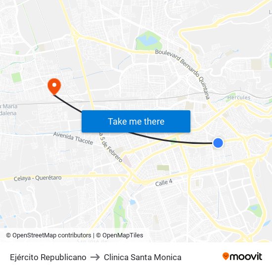 Ejército Republicano to Clinica Santa Monica map