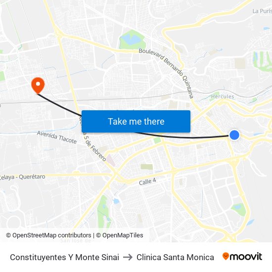 Constituyentes Y Monte Sinai to Clinica Santa Monica map