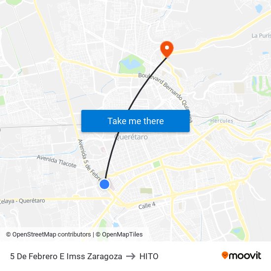 5 De Febrero E Imss Zaragoza to HITO map