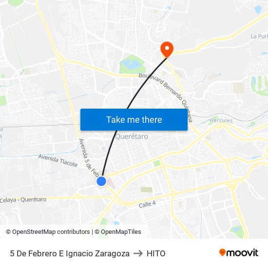 5 De Febrero E Ignacio Zaragoza to HITO map