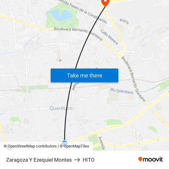 Zaragoza Y Ezequiel Montes to HITO map