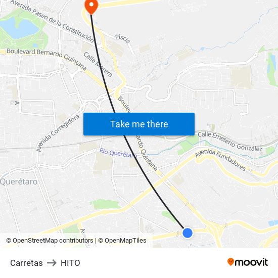 Carretas to HITO map