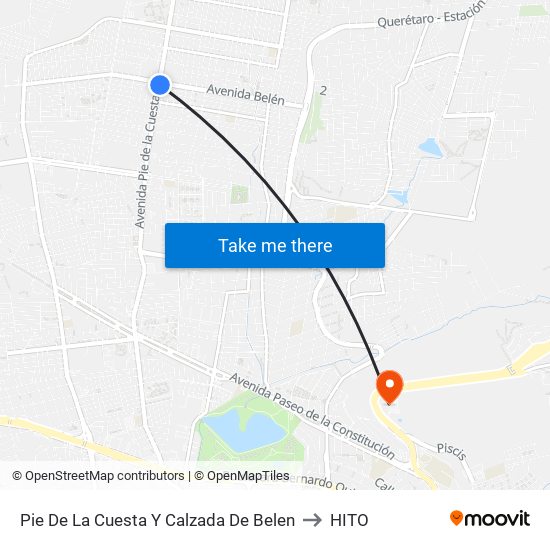 Pie De La Cuesta Y Calzada De Belen to HITO map