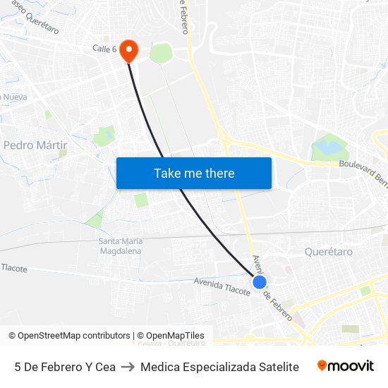 5 De Febrero Y Cea to Medica Especializada Satelite map