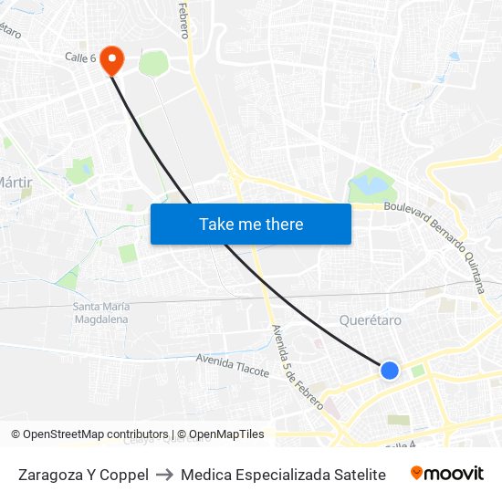 Zaragoza Y Coppel to Medica Especializada Satelite map