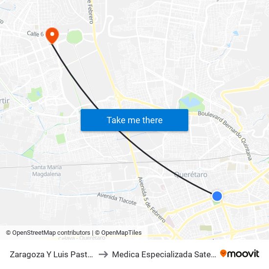 Zaragoza Y Luis Pasteur to Medica Especializada Satelite map
