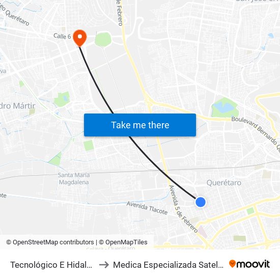 Tecnológico E Hidalgo to Medica Especializada Satelite map