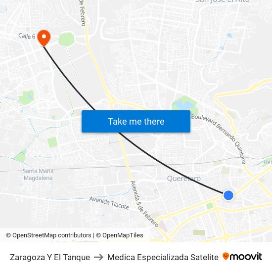 Zaragoza Y El Tanque to Medica Especializada Satelite map