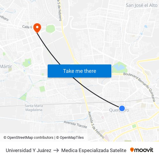 Universidad Y Juárez to Medica Especializada Satelite map